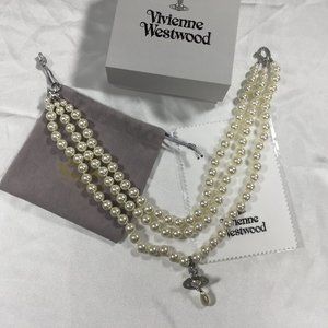 Vivienne Westwood Drop Pearl Silver Necklace